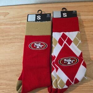 San Francisco 49ers Socks Pack of 2 Premium Knit Crew Nfl Logo Gold Red